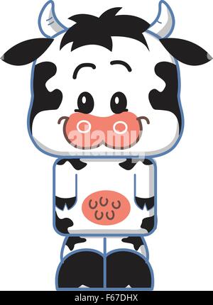 Süß lächelnd Kuh-Cartoon-Figur Stock Vektor