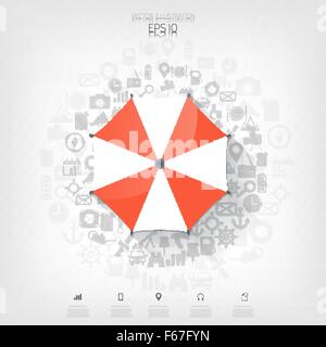 Beach Umbrella Web flache Symbol. Hintergrund Witz Anwendung Symbole. Stock Vektor