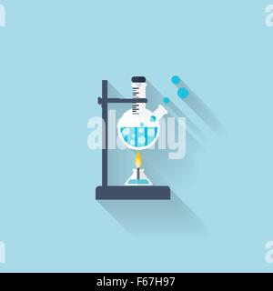 Flache Web Symbol "Internet". Kolben in Brand. Medizinische Forschung. Stock Vektor