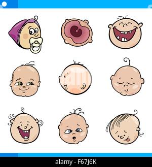 Cartoon-Illustration von niedlichen Babys Gesichter Set Stock Vektor