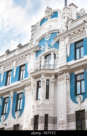 Schöne Jugendstil-Architektur in Riga, Lettland Stockfoto