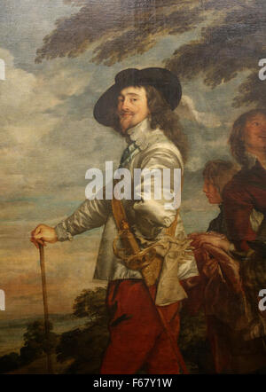 Charles i., König von England (1600-1649) bei der Jagd. Porträt von Anthony van Dyck (1599-1641).   Louvre-Museum. Paris. Frankreich. Stockfoto