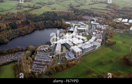 Luftaufnahme von Alderley Park in Cheshire, ehemals Astra Zeneca, UK Stockfoto