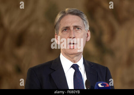 Philip Hammond bei seinem Besuch in Prag, Tschechische Republik Stockfoto