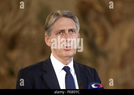 Philip Hammond bei seinem Besuch in Prag, Tschechische Republik Stockfoto