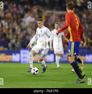 Estadio José Rico Pérez, Alicante, Spanien. 13. November 2015. Internationales Freundschaftsspiel. Spanien gegen England. Englands Ross Barkley in Aktion Credit: Action Plus Sport/Alamy Live News Stockfoto