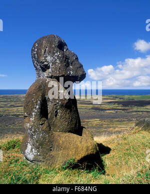 Osterinsel, Statue von Tukuturi, von Thor Heyerdahl entdeckt Stockfoto