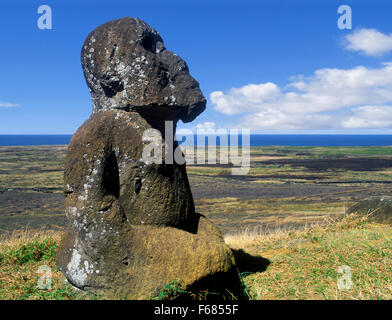 Osterinsel, Statue von Tukuturi, von Thor Heyerdahl entdeckt Stockfoto