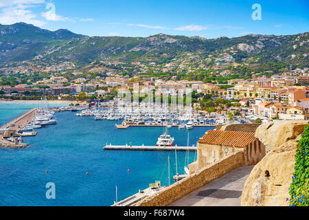 Yachthafen von Calvi, Balagne, Korsika, Frankreich Stockfoto