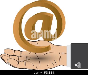 E-Mail-Symbol mit der Hand als ein Konzept kontaktieren Sie uns Stock Vektor
