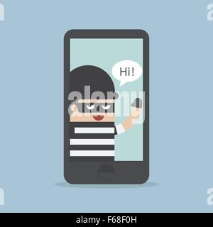 Hacker, Dieb Hacking Smartphone, Geschäftskonzept, Vektor, EPS10 Stock Vektor