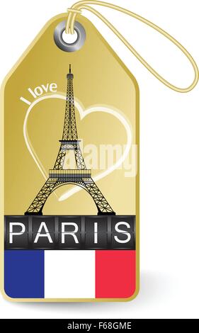 Reise-Tag mit Eiffelturm Stock Vektor