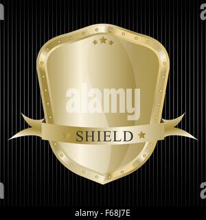 Gold Schutzschild mit Band Stock Vektor