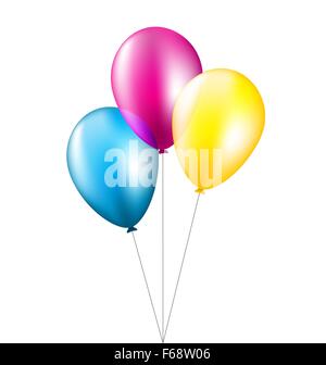 Drei Ballone isoliert auf weiss Stock Vektor