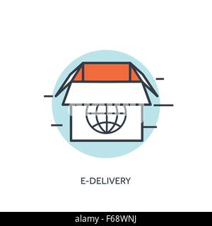 Flache gefütterte Kiste. Web-Lieferung. Stock Vektor