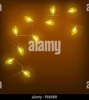 Leuchtende Weihnachtsbeleuchtung auf braun Stock Vektor