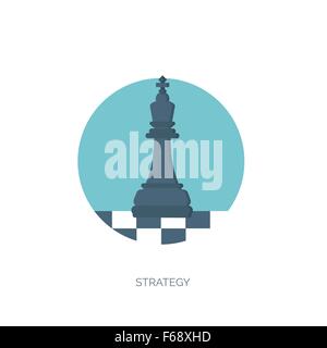 Vektor-Illustration von flachen Hintergrund mit Schach, Business, Unternehmensstrategie. Entwicklung, Planung. Management. Stock Vektor