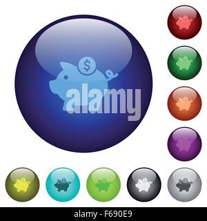 Satz von Sparschwein Glas Web Farbtasten. Layer-Struktur angeordnet. Stock Vektor