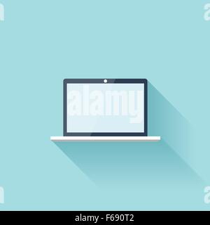 Laptop flache Symbol Woth Schatten Stock Vektor