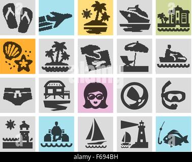 Vektor-Logo-Design-Vorlage zu reisen. Strand, Ruhe oder Urlaub, Urlaub-Symbole Stock Vektor