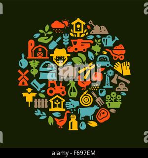 Bauernhof Symbole festgelegt. Vektor-illustration Stock Vektor