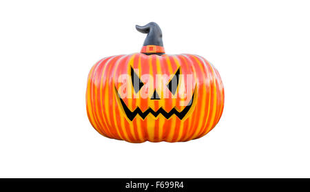 Halloween-Kürbis mit Schatten isoliert auf weiss Stockfoto
