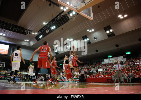 Arena Funabashi, Chiba, Japan. 14. November 2015. Gesamtansicht, 14. November 2015 - Basketball: Basketball-Bundesliga "NBL" 2015-2016 zwischen Chiba Jets 73-76 Hitachi Sunrockers Tokio in der Arena Funabashi, Chiba, Japan. Bildnachweis: AFLO SPORT/Alamy Live-Nachrichten Stockfoto