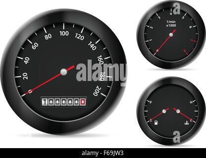 Auto-Dashboard-Elemente auf einem weißen Hintergrund. Stock Vektor