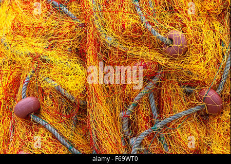 Nahaufnahme von einem traditionellen Fischernetz Stockfoto