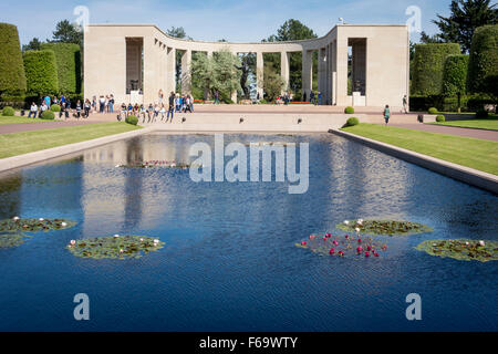 Reflecting Pool in dem amerikanischen Friedhof, Normandie, Frankreich Stockfoto