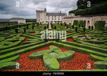 Das Chateau de Villandry mit seinen Gärten, UNESCO-Weltkulturerbe, Indre-et-Loire, Loire-Tal, Frankreich Stockfoto