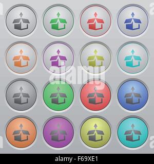 Satz von entpacken versenkt sphärische Plastikknöpfe auf hellgrauen Hintergrund. 16 Variationen enthalten. Gut organisierte Layer, Farbe swatc Stock Vektor