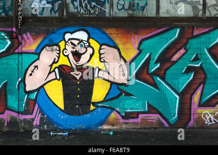 Mit Graffiti bemalten Wand, Schleswig Holstein, Deutschland Stockfoto