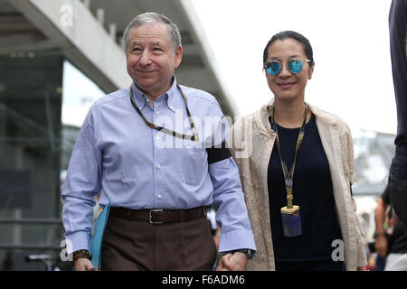 Interlagos, Brasilien. 15. November 2015. Motorsport: FIA Formula One World Championship 2015, Grand Prix von Brasilien, Jean Todt (Präsident der FIA), Michelle Yeoh (MAL) Credit: Dpa picture-Alliance/Alamy Live News Stockfoto