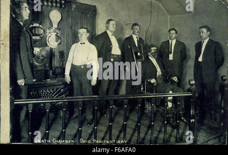 Die Todeskammer im Ohio Penitentiary, wo Hinrichtungen mit Elektroschocks stattfanden. Dieses Gebiet war Teil des Hinrichtungsprotokolls des Staates, das historisch gesehen Stromschlag als Methode der Todesstrafe verwendete. Stockfoto