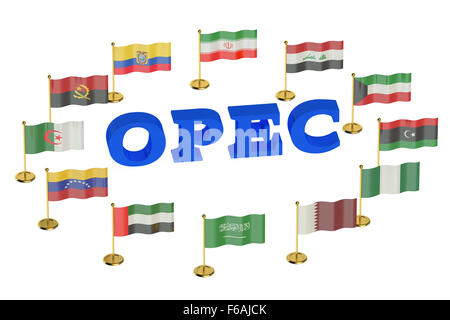 OPEC-Konzept isoliert auf weißem Hintergrund Stockfoto