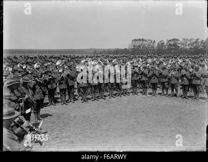 Die massed Bands spielen in der New Zealand Division Band Stockfoto