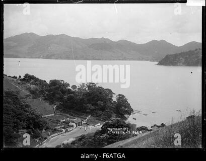 Blick hinunter auf Tryphena Bay, Great Barrier Island Stockfoto