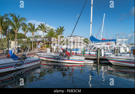 Conch Republic Seafood Company und Wut Motorboote in Key West Stockfoto