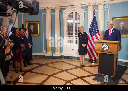 Secretary Kerry liefert Bemerkungen an PEPFAR diplomatischen Rezeption Stockfoto