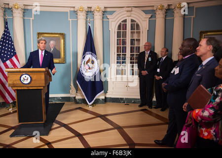 Secretary Kerry liefert Bemerkungen an PEPFAR diplomatischen Rezeption Stockfoto