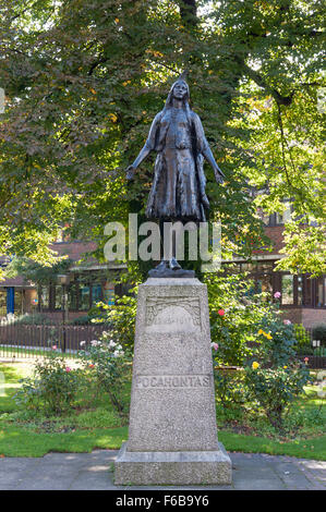 Prinzessin Pocahontas Statue, Prinzessin Pocahontas Gärten, Gravesend, Kent, England, Vereinigtes Königreich Stockfoto