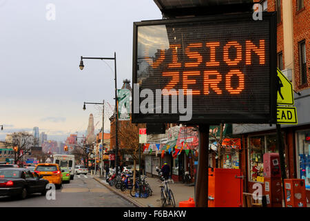 New York City Vision Zero Verkehrsprojekt Sicherheit Stockfoto