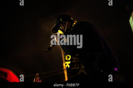 Moskau, Russland - 5. September 2015: Clifford Smith bekannt als Method Man vom Wu-Tang Clan die live am Feuer Straßenfest Stockfoto