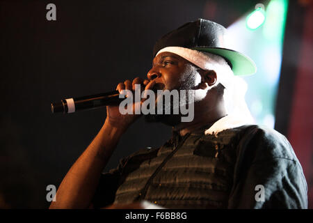 Moskau, Russland - 5. September 2015: Clifford Smith bekannt als Method Man vom Wu-Tang Clan die live am Feuer Straßenfest Stockfoto