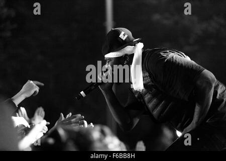 Moskau, Russland - 5. September 2015: Clifford Smith bekannt als Method Man vom Wu-Tang Clan die live am Feuer Straßenfest Stockfoto