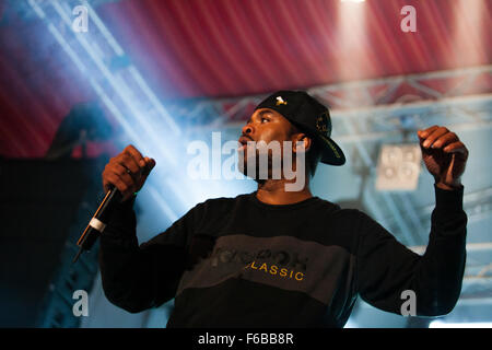 Moskau, Russland - 5. September 2015: Clifford Smith bekannt als Method Man vom Wu-Tang Clan die live am Feuer Straßenfest Stockfoto