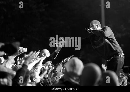 Moskau, Russland - 5. September 2015: Clifford Smith bekannt als Method Man vom Wu-Tang Clan die live am Feuer Straßenfest Stockfoto