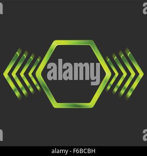 Abstrakt Grün Metall Sechseck und Pfeile Form. Vektor-Hintergrund Stock Vektor