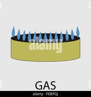 Gas-Symbol-flachen Design-Konzept. Flamme und Brenner, Versorgung Gas Herd Küche, natürliche Energie, Wärme und Haushaltsgeräten. Vektor ein Stockfoto